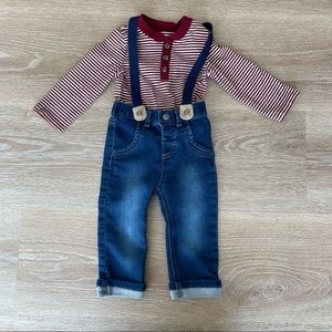 Cat & Jack baby boy suspenders outfit 12 mo